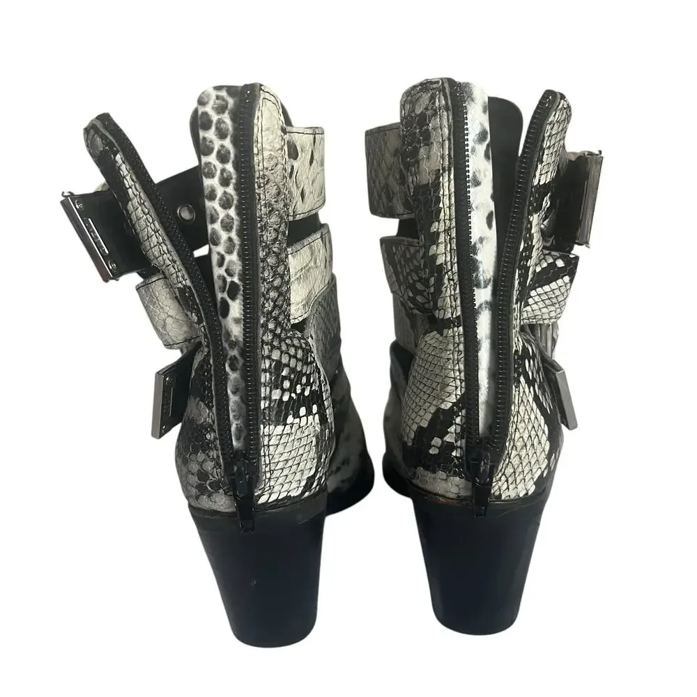 Jeffrey Campbell Caceres Buckle Snake Embossed Ankle Boots Size 6.5 - Picture 6 of 15